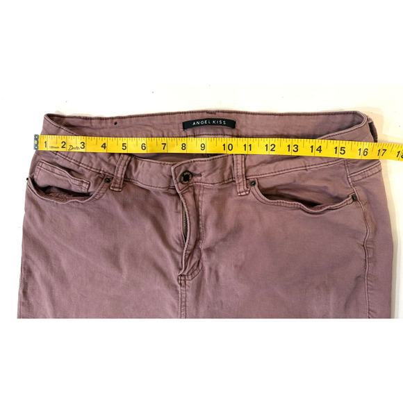 Angel Kiss Jeans Womens 17 Mauve Distressed Ripped Raw Hem Frayed Cropped Pants - Picture 6 of 7
